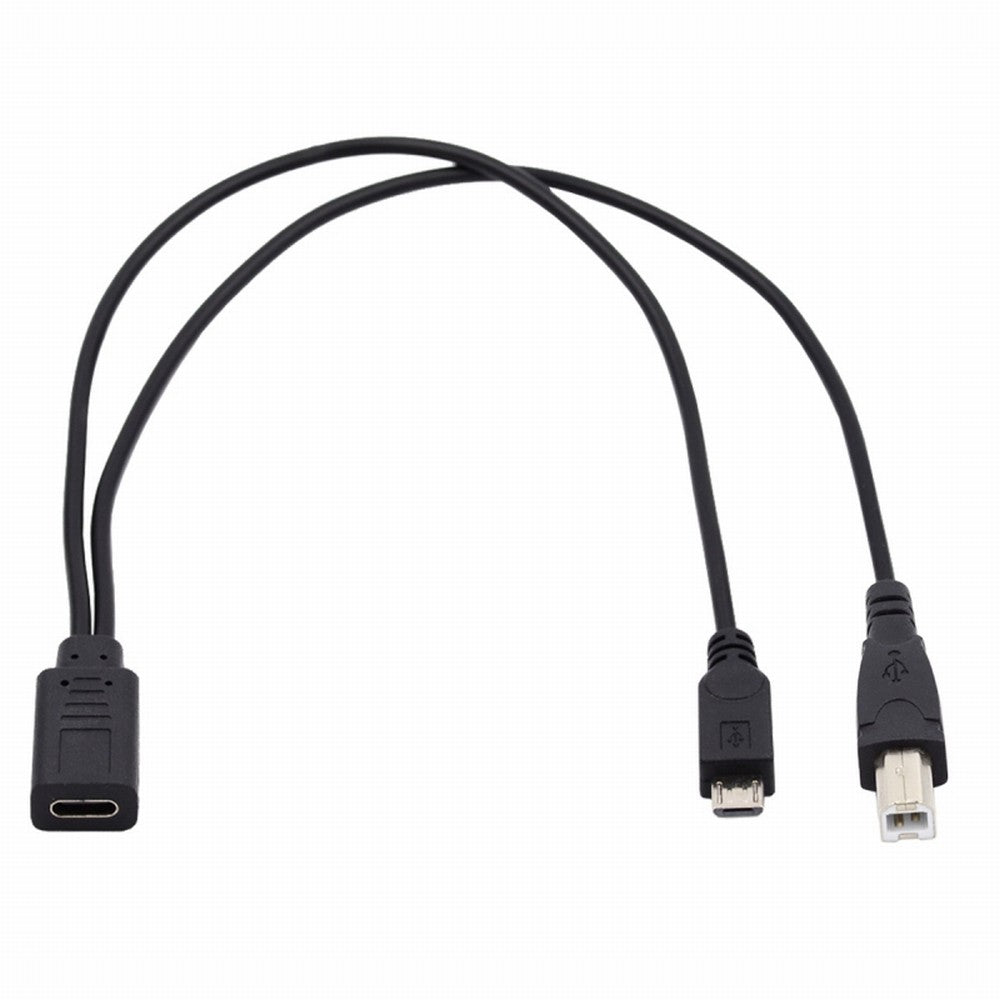 Type-C USB-C Female to USB2.0 Standard Type-B & Micro USB Male Splitter Extension Charge Cable U2-069-TC002