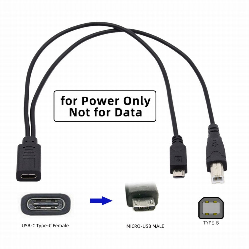 Type-C USB-C Female to USB2.0 Standard Type-B & Micro USB Male Splitter Extension Charge Cable U2-069-TC002