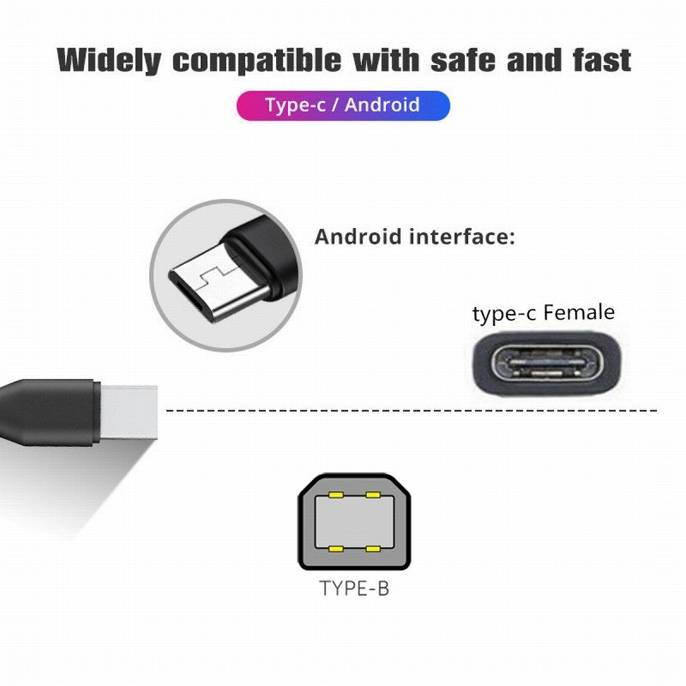 Type-C USB-C Female to USB2.0 Standard Type-B & Micro USB Male Splitter Extension Charge Cable U2-069-TC002
