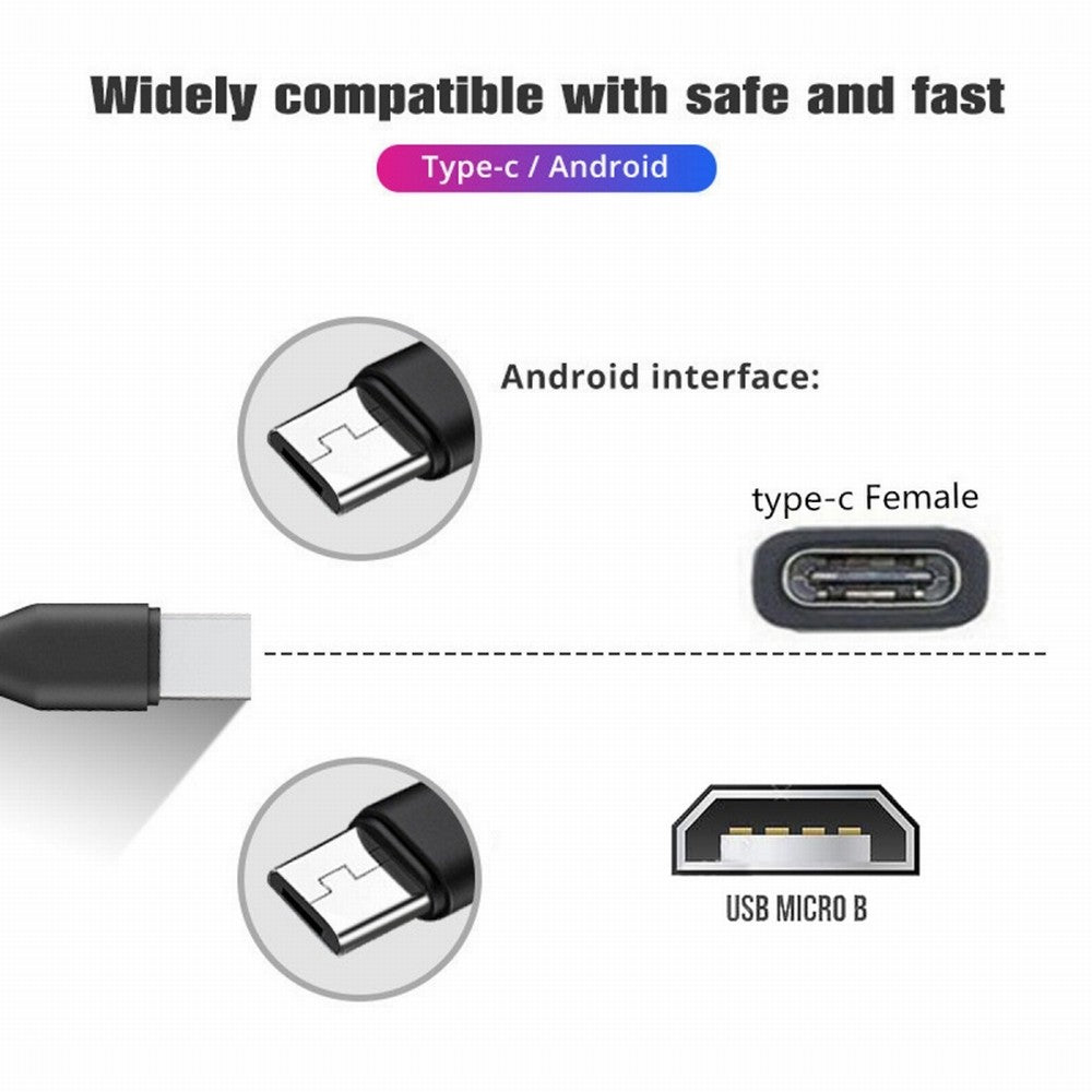 Type-C USB-C Female DC 5V to Dual Micro USB 5Pin Male Splitter Extension Charge Cable U2-069-TC003