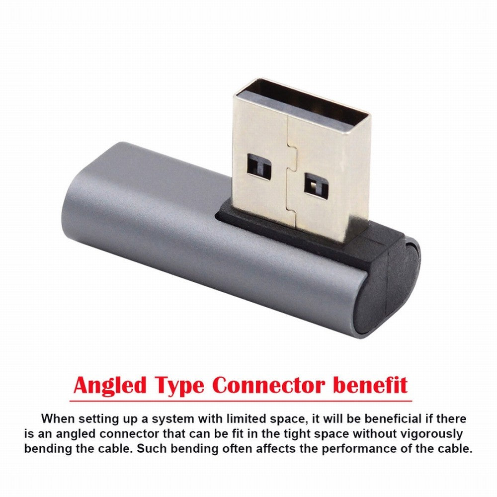 USB-C Type C Female Low Profile 90 Degree Right Angled to USB 3.0 A Male Data Adapter for Laptop Desktop UC-067-RI