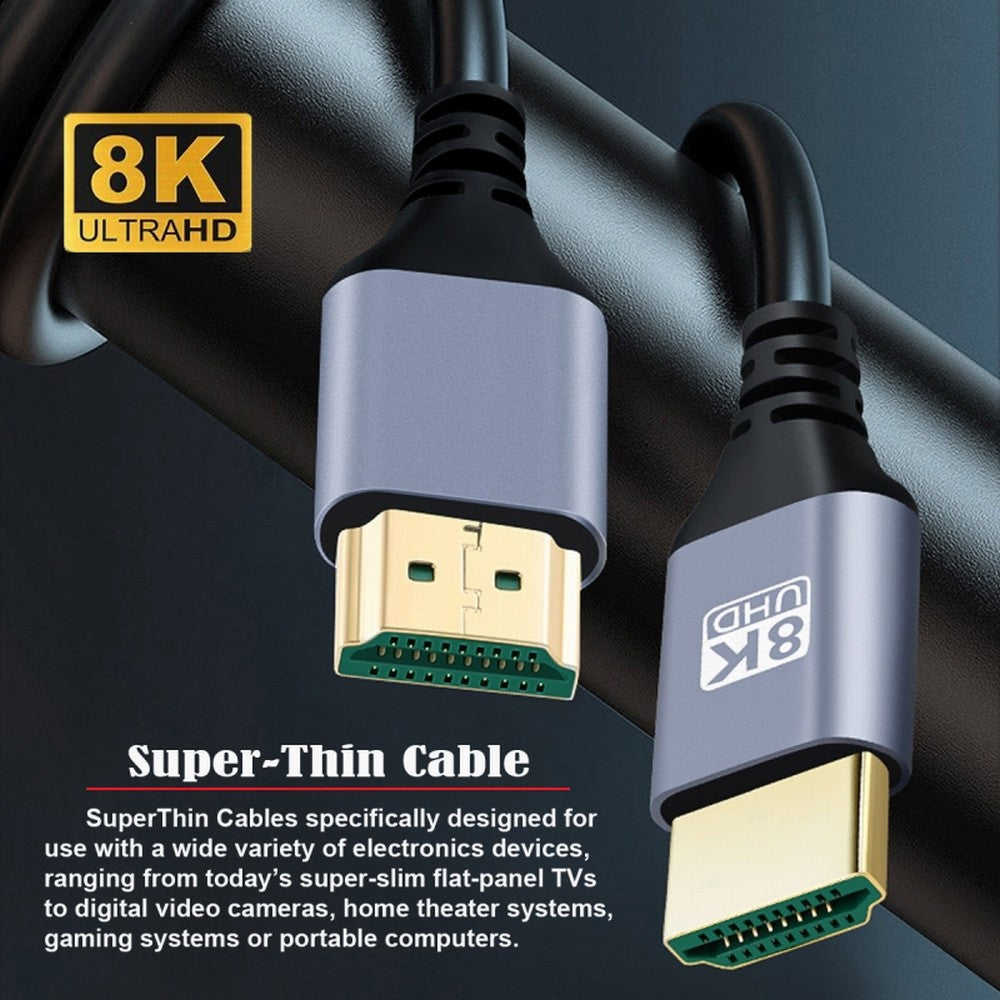 HDMI 2.1 Ultra Thin HDTV Cable 8K 4K Hyper Super Flexible Slim Cord High Speed Type-A Male to Male for Computer HDTV CC-HD-028-SL