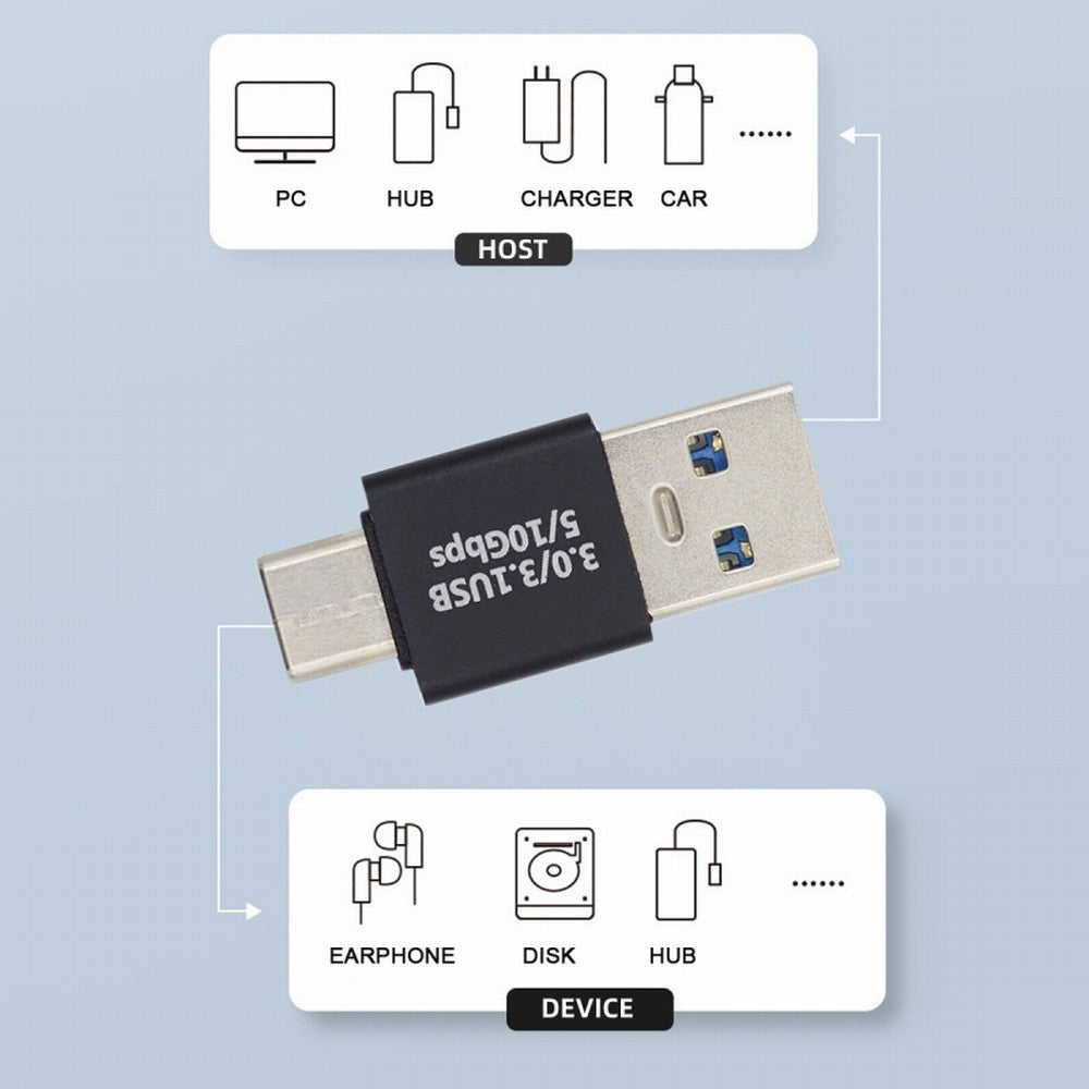 USB3.0 Type A Male to USB 3.1 Type C Male Data 10Gbps Charge Adapter for Laptop Phone UC-070-TC001