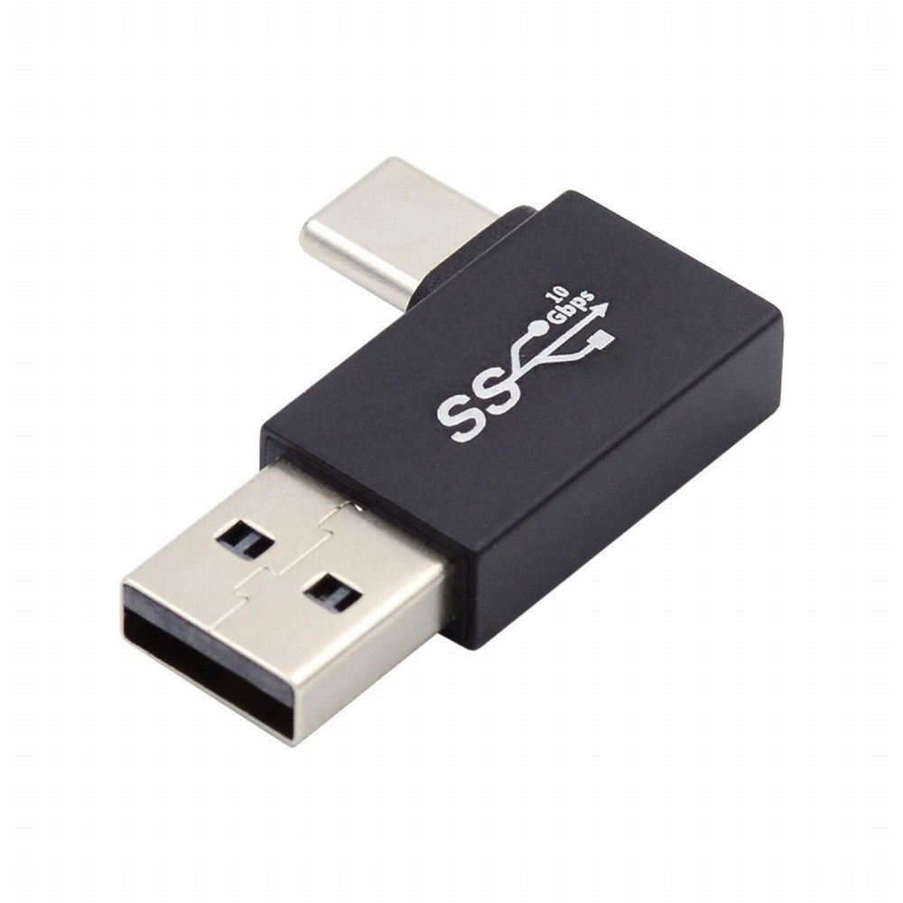 Left Angled USB3.0 Type A Male to USB 3.1 Type C Male Data 10Gbps Charge Adapter 90 Degree for Laptop Phone UC-070-TC004