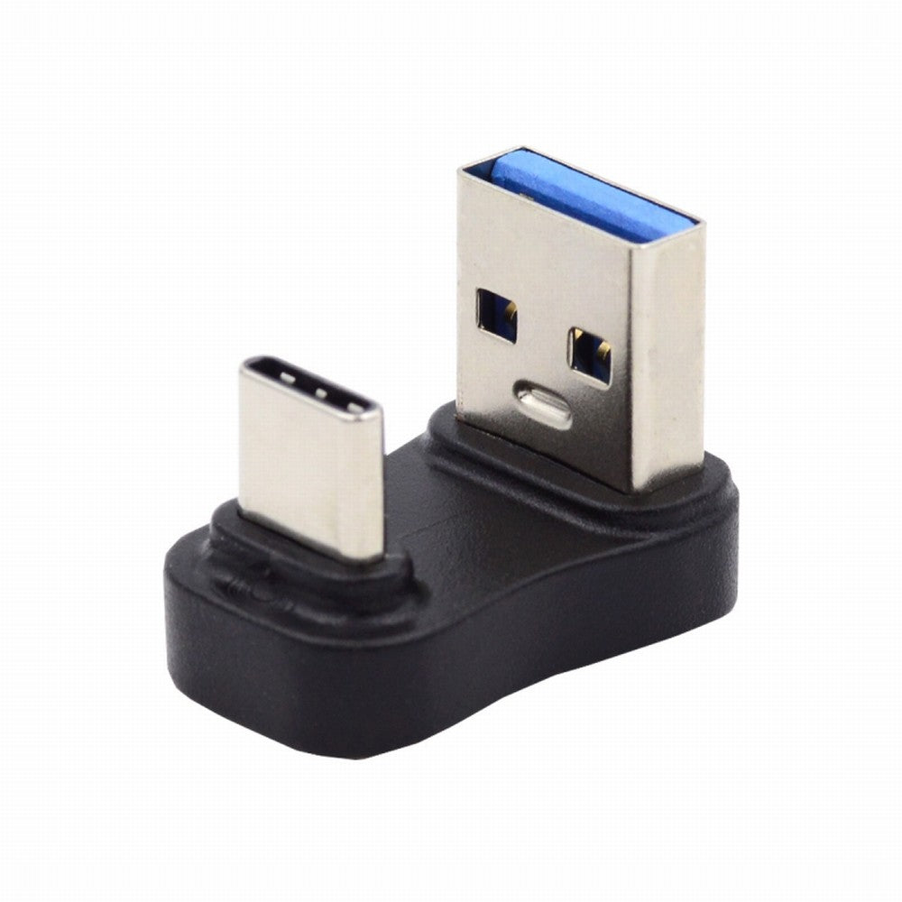 USB3.0 Type A Male to USB 3.1 Type C Male Data 10Gbps Up Opposite U Shape Back Angled Charge Adapter 90 Degree for Laptop Phone UC-070-TC007