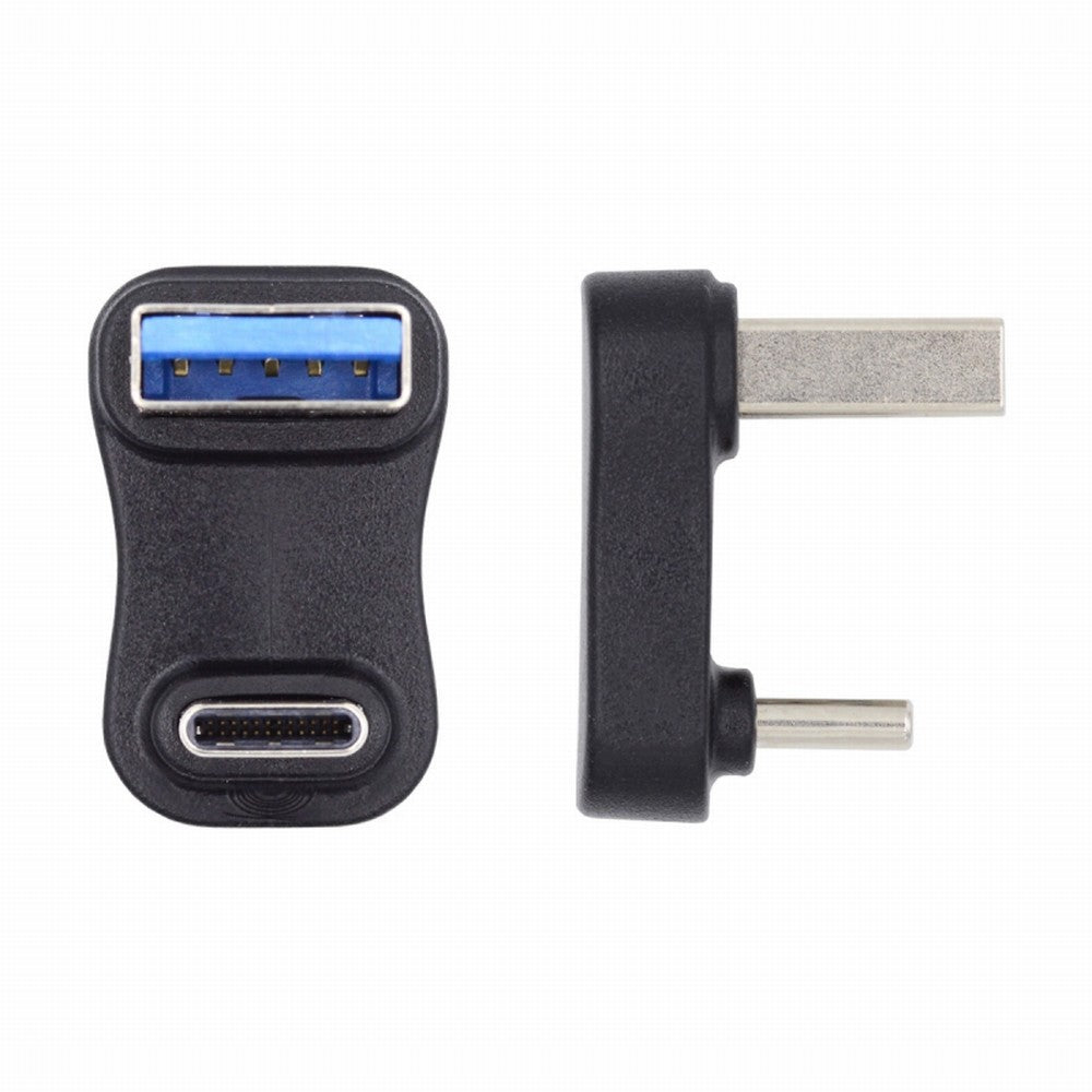 USB3.0 Type A Male to USB 3.1 Type C Male Data 10Gbps Up Opposite U Shape Back Angled Charge Adapter 90 Degree for Laptop Phone UC-070-TC007