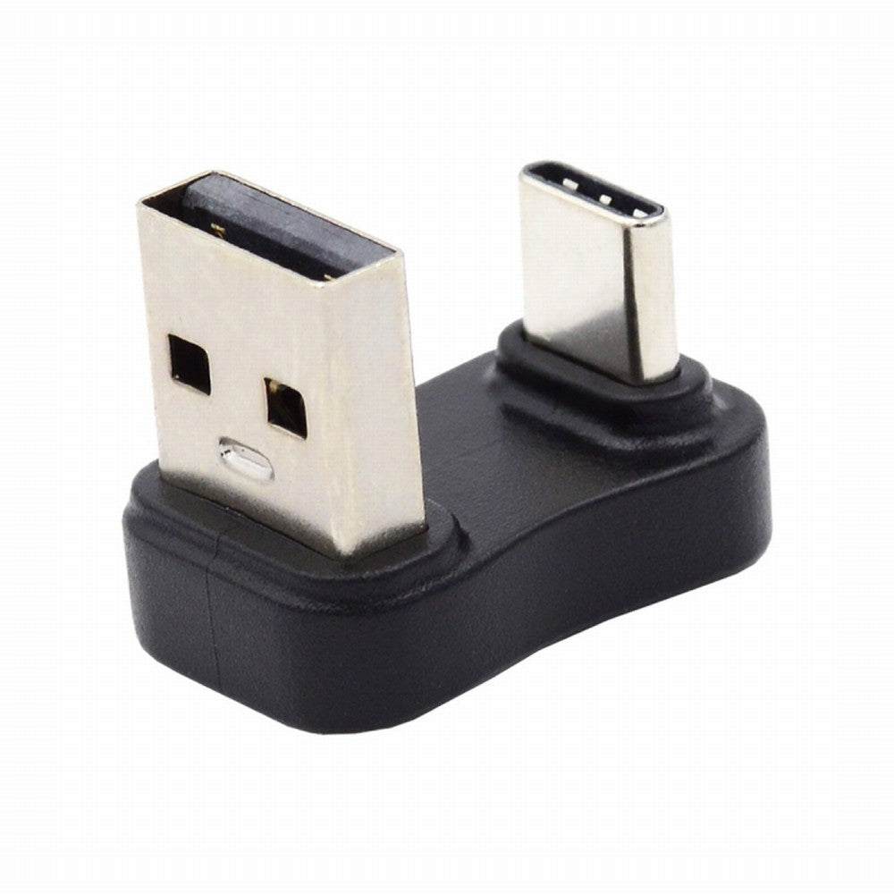 USB3.0 Type A Male to USB 3.1 Type C Male Data 10Gbps Down Opposite U Shape Back Angled Charge Adapter 90 Degree for Laptop Phone UC-070-TC008