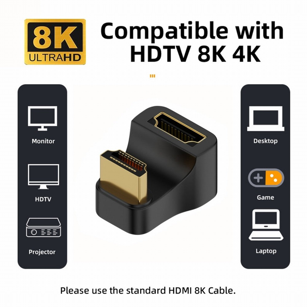 HDMI Male Type-A to HDMI Female Port Savers 360 Degree Down Opposite U Shape Back Angled Extension Adapter Converter HD-024-DN