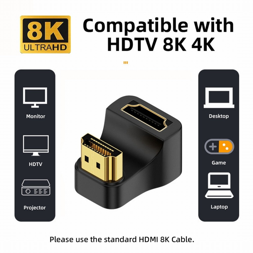 HDMI Male Type-A to HDMI Female Port Savers 360 Degree Up Opposite U Shape Back Angled Extension Adapter Converter HD-024-UP