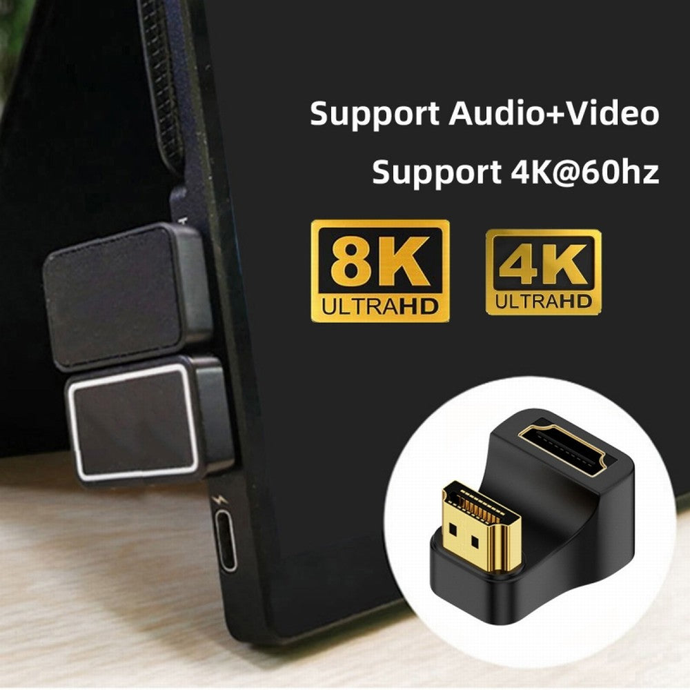 HDMI Male Type-A to HDMI Female Port Savers 360 Degree Up Opposite U Shape Back Angled Extension Adapter Converter HD-024-UP