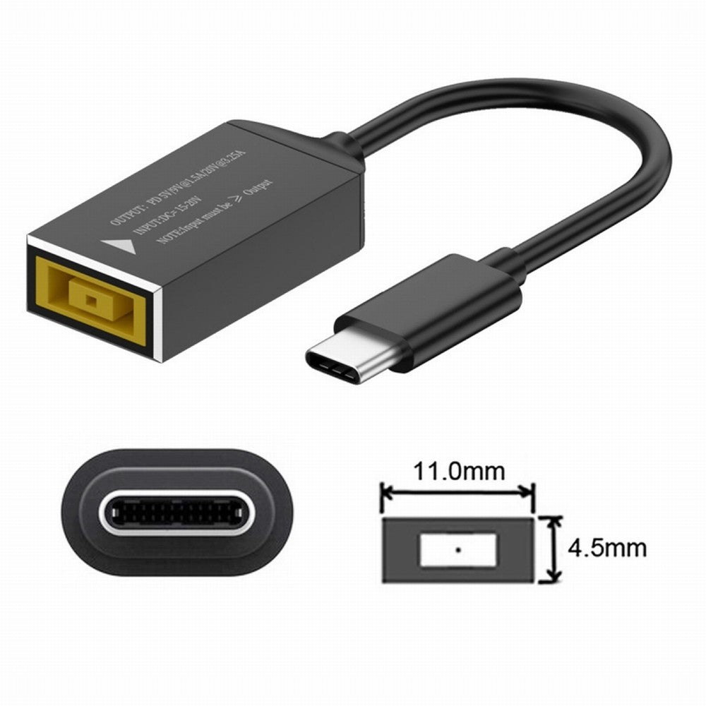 Rectangle Jack Thinkpad X1 Input to USB-C Type-C Power Plug Charge Cable for Laptop Phone PD9V 5V 20V UC-149-1145MM