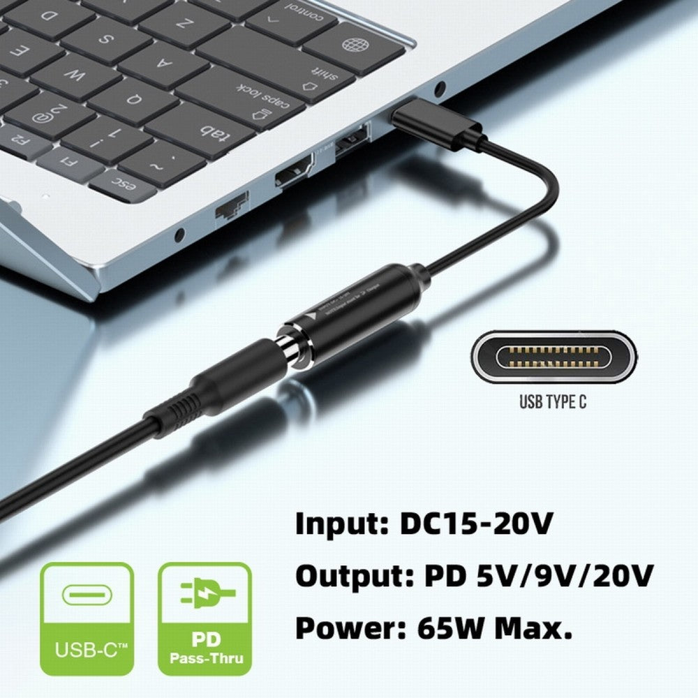 DC Jack 7.4x5.0mm Input to USB-C Type-C Power Plug Charge Cable for Laptop Phone PD9V 5V 20V UC-149-7450MM