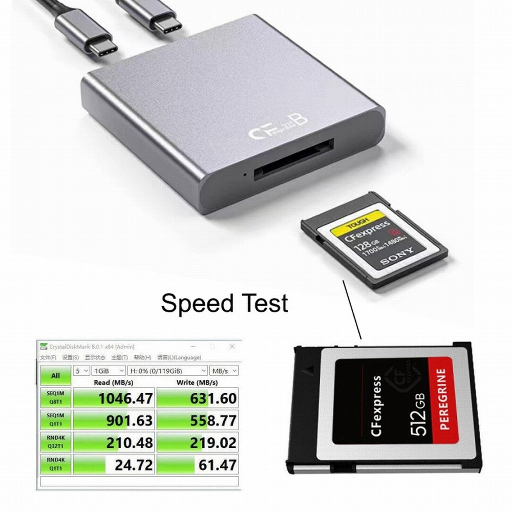 USB3.1 Type-C USB3.0-A to CF Express Extension Card Reader for CFE Type-B Support R5 Z6 Z7 CFB Memory Card UC-152-CFB