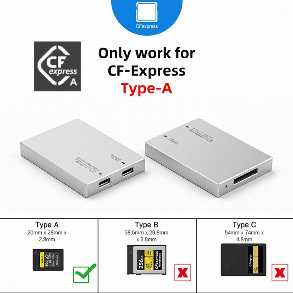 USB3.1 Type-C USB3.0-A to CF Express Extension Card Reader for CFE Type-A Support CFA Memory Card UC-152-CFA