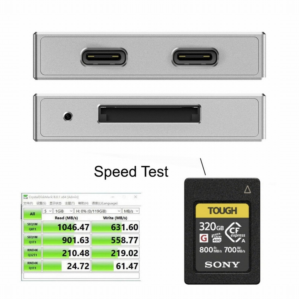 USB3.1 Type-C USB3.0-A to CF Express Extension Card Reader for CFE Type-A Support CFA Memory Card UC-152-CFA