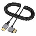 HDMI 2.0 Male to HDMI Male 4K 60hz Stretch Coiled Cable Left Angled 90 Degree for HDTV Computer Laptop Monitor HD-035-LE