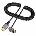 HDMI 2.0 Male to HDMI Male 4K 60hz Stretch Coiled Cable Down Angled 90 Degree for HDTV Computer Laptop Monitor HD-035-DN