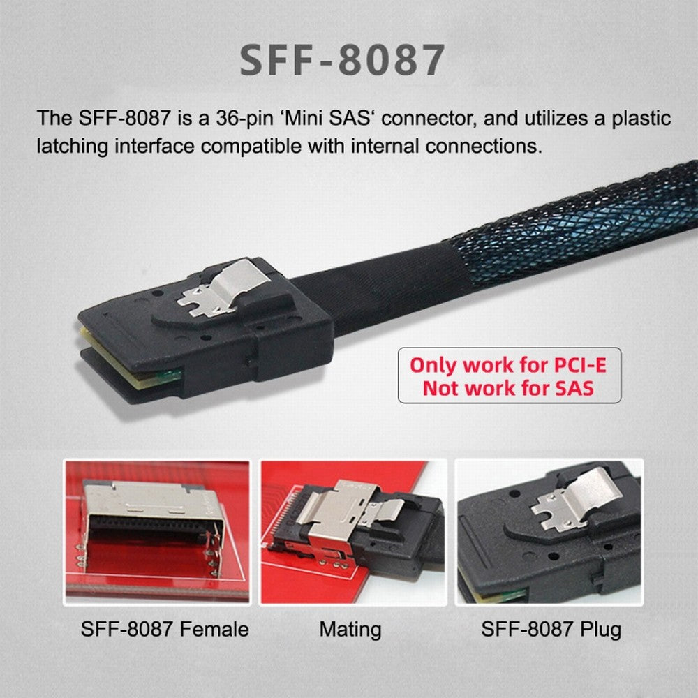 Oculink PCIe PCI-Express SFF-8611 4i to SFF-8087 36Pin PCIE Slimline SSD Data Active Cable 50cm SF-071