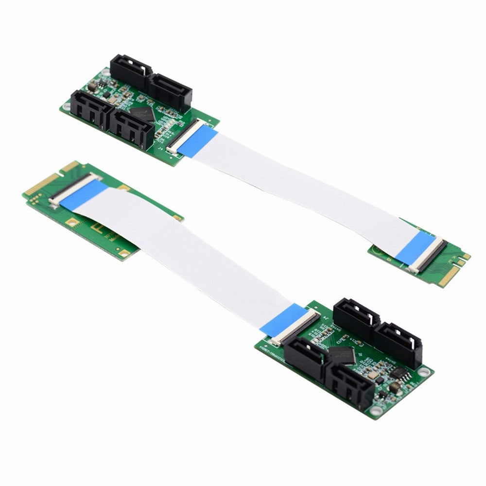 Mini PCI-E PCI Express & NGFF A+E Key to SATA 3.0 Four Ports Adapter Cable 6Gbps Hard Drive Extension Card for SSD SA-064