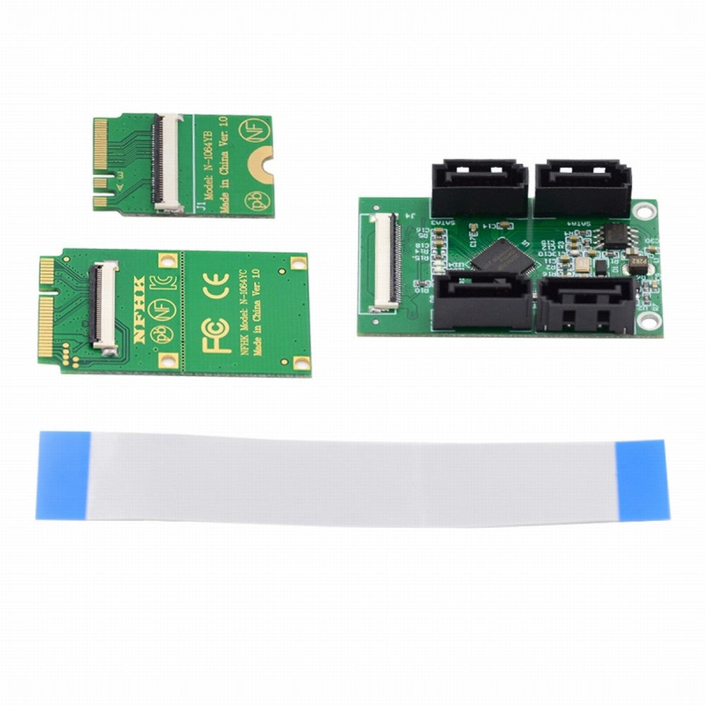 Mini PCI-E PCI Express & NGFF A+E Key to SATA 3.0 Four Ports Adapter Cable 6Gbps Hard Drive Extension Card for SSD SA-064