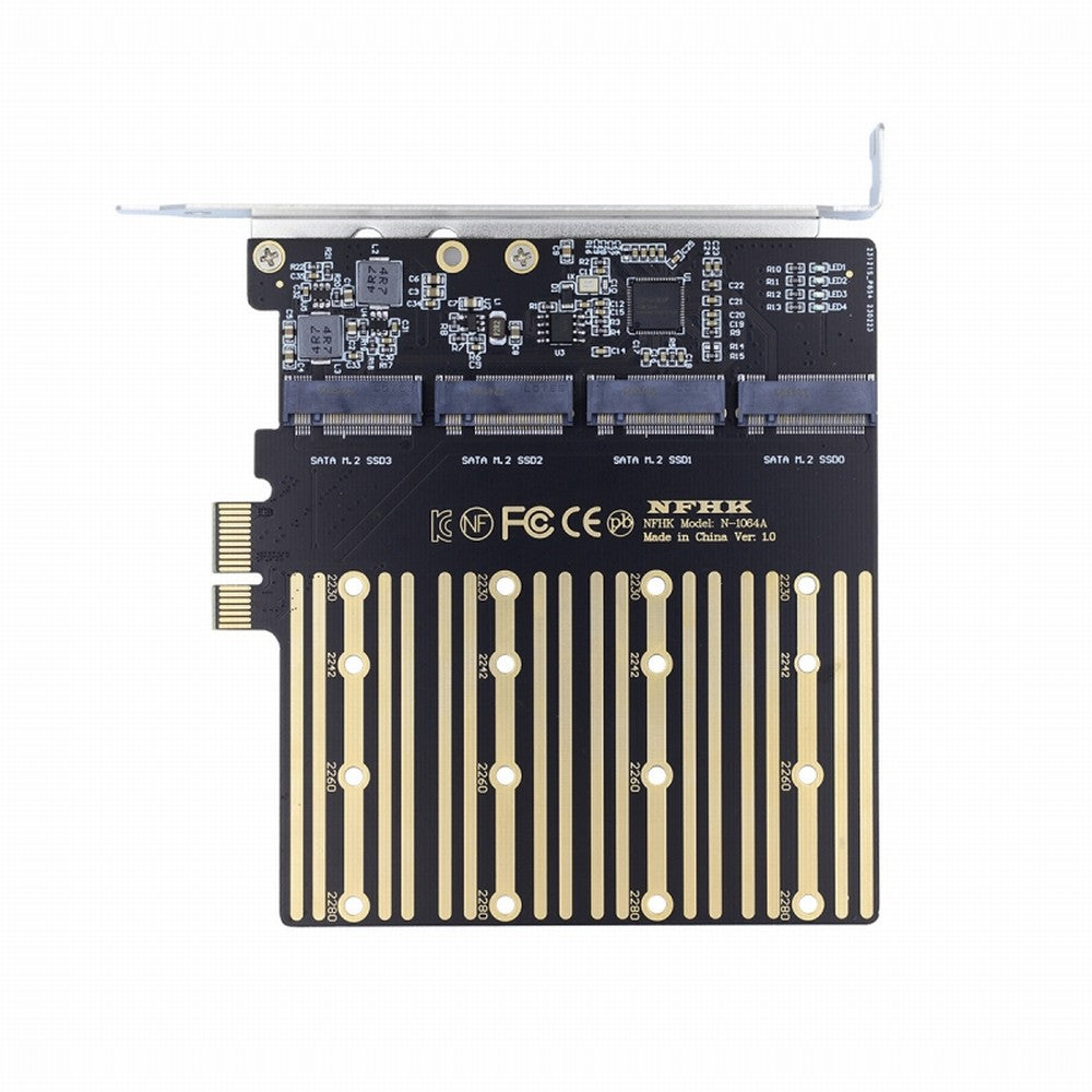 Four SATA NGFF Key B+M SSD to PCI-E 1x Mainboard Desktop Adapter Converter SSD Card ASM1064 2280 SA-061
