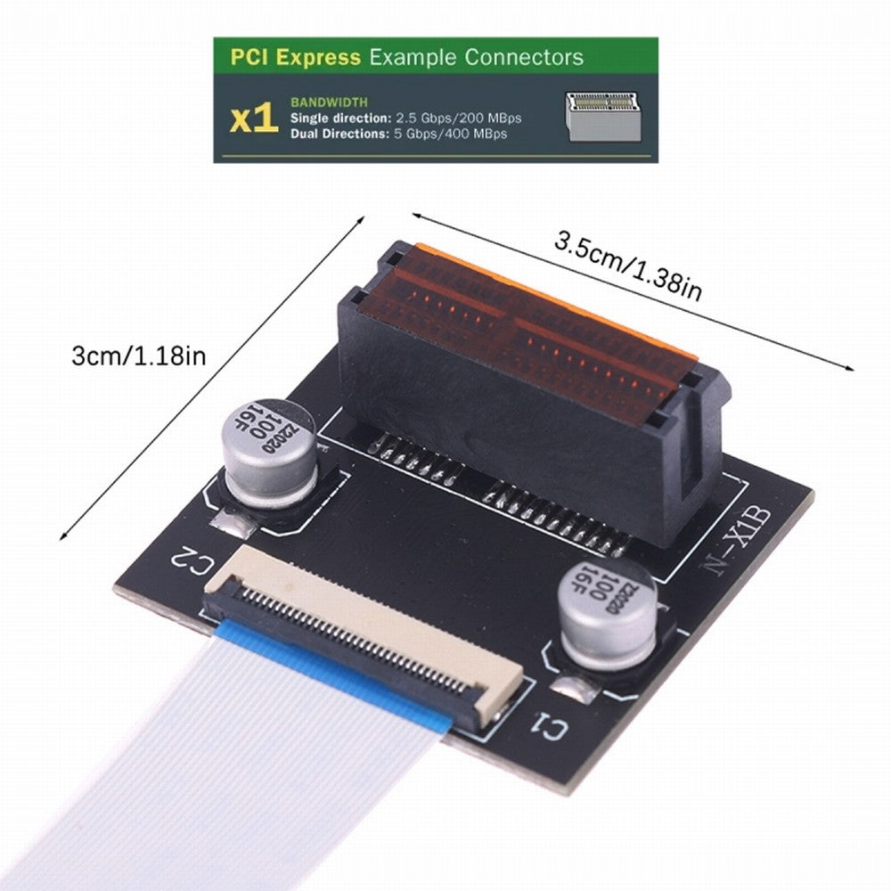 Low Profile PCI-E Express 1X Slot Riser Card Extender Extension Ribbon Flex Relocate Cable 10cm 90 Degree Angled EP-017