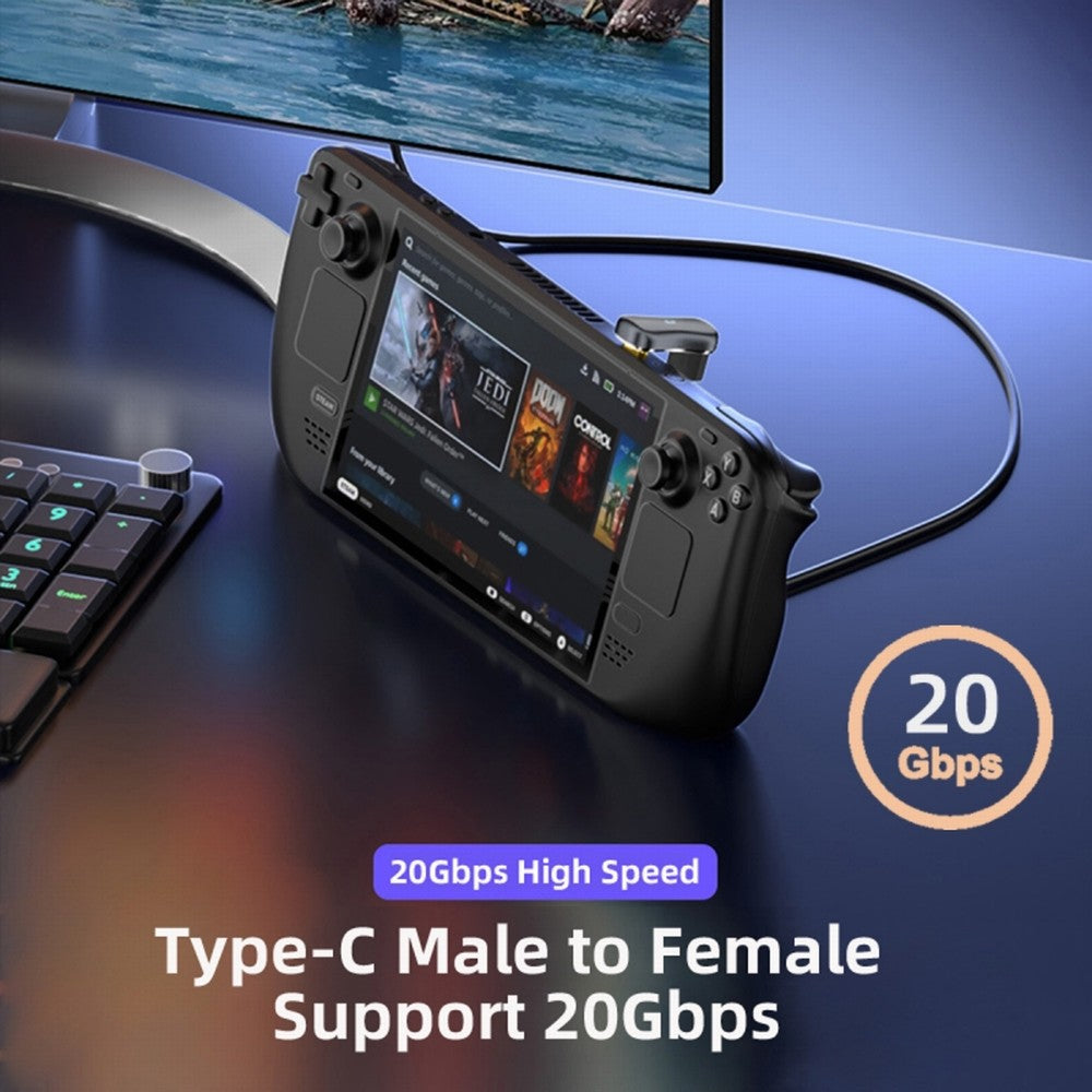 USB3.0 Type C Male to Female & OTG Power Data Adapter Opposite U Shape Back Angled Compatible with Steam Deck UC-154