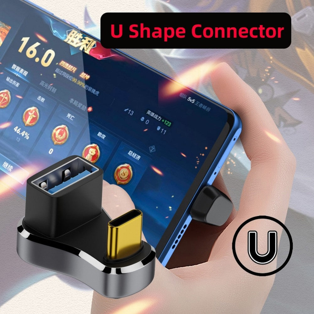 USB3.0 Type C Male to Female & OTG Power Data Adapter Opposite U Shape Back Angled Compatible with Steam Deck UC-154