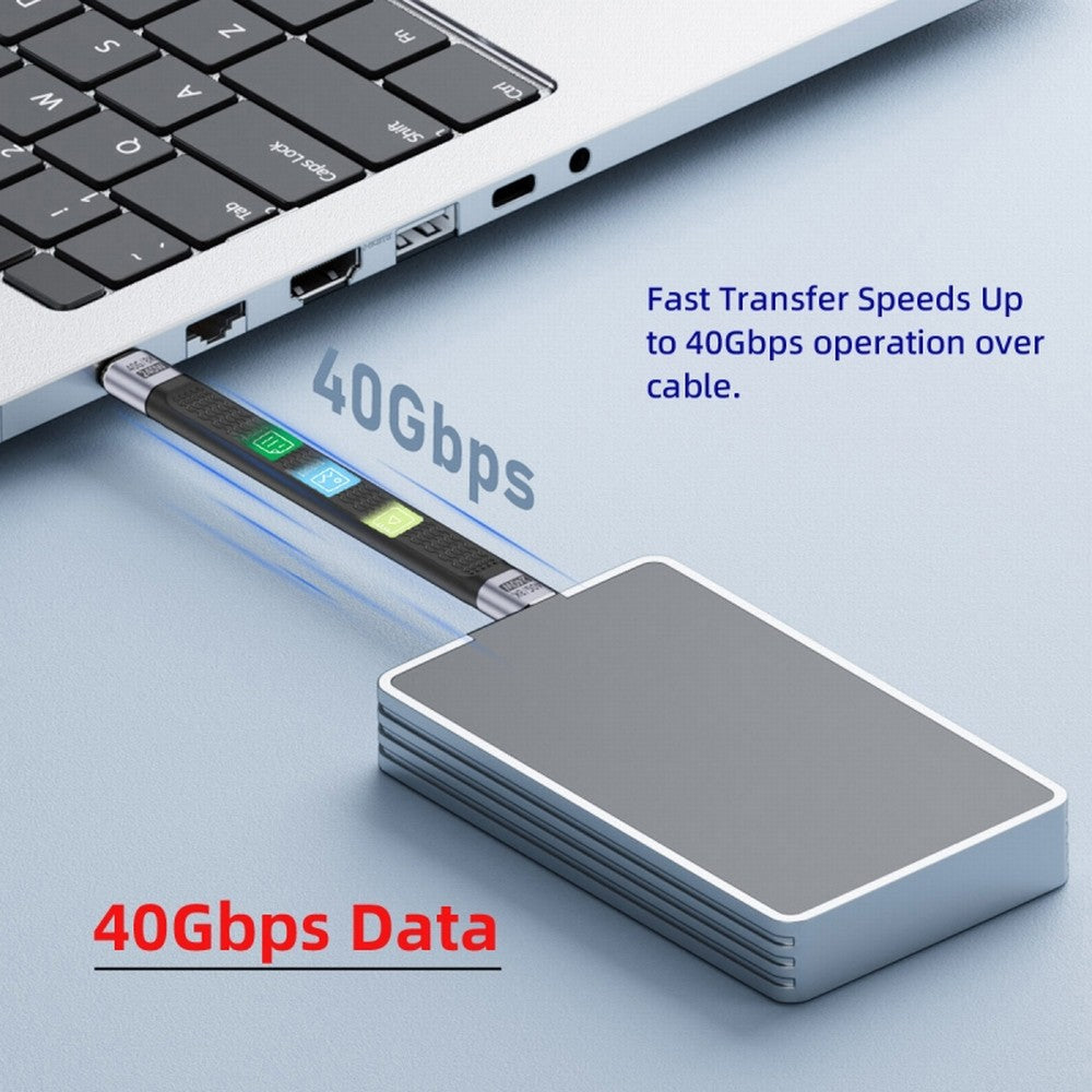 240W Type-C USB-C Male to Male USB4 40Gbps 100W 8K Flat Slim FPC Data Cable for Laptop Phone 13cm UC-002-0.13W