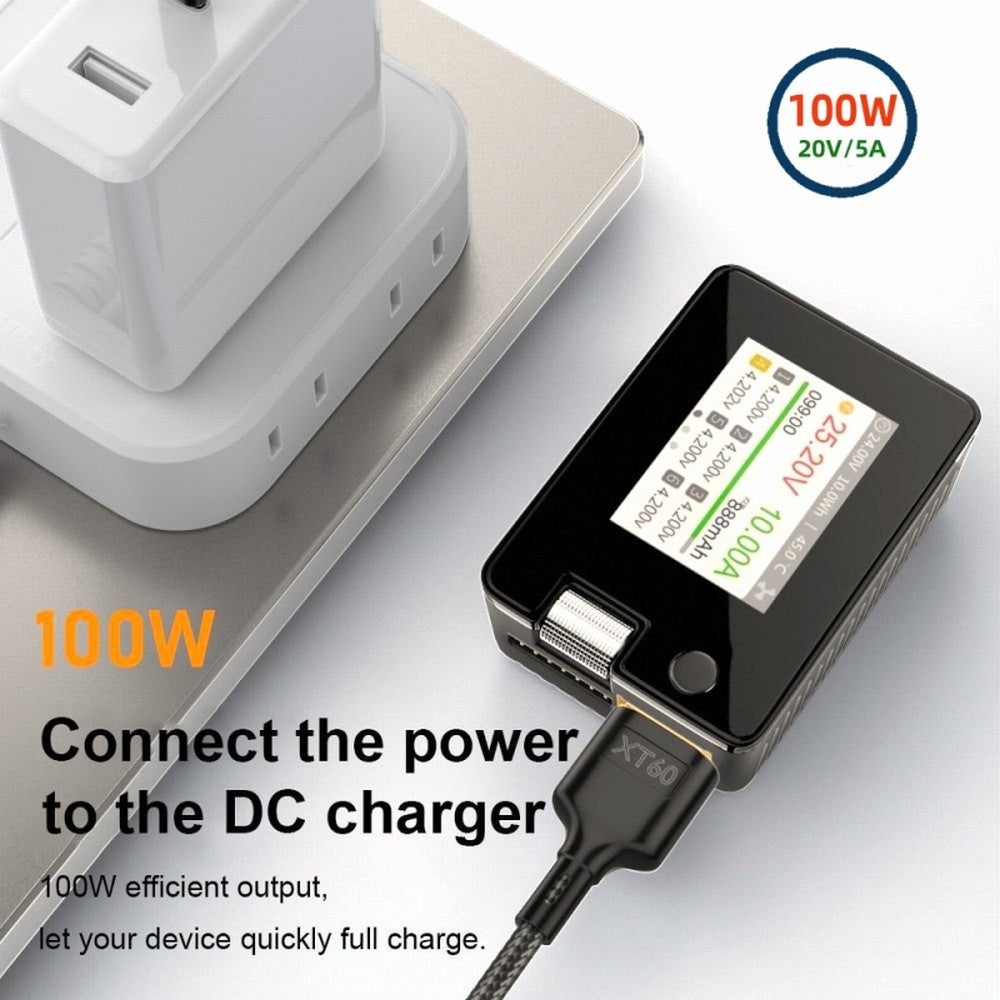 USB-C Charger Cord SC100 Protocol XT60 to Type-C Fast Charging Cable for RC Lipo Battery Quadcopter Multicopter Aeromodelling CC-PW-046