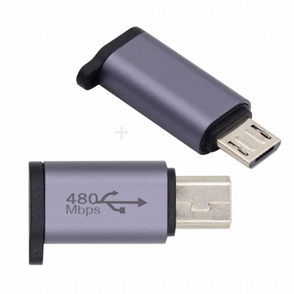 2pcs/lot USB-C USB2.0 Type C Female to Micro Mini USB Male Power Adapter 480Mbps Data with Chain Holes UC-091-TF