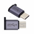 2pcs/lot USB2.0 Micro Female to Mini USB Type-C USB-C Male Power Adapter 480Mbps Data with Chain Holes UC-091-MF