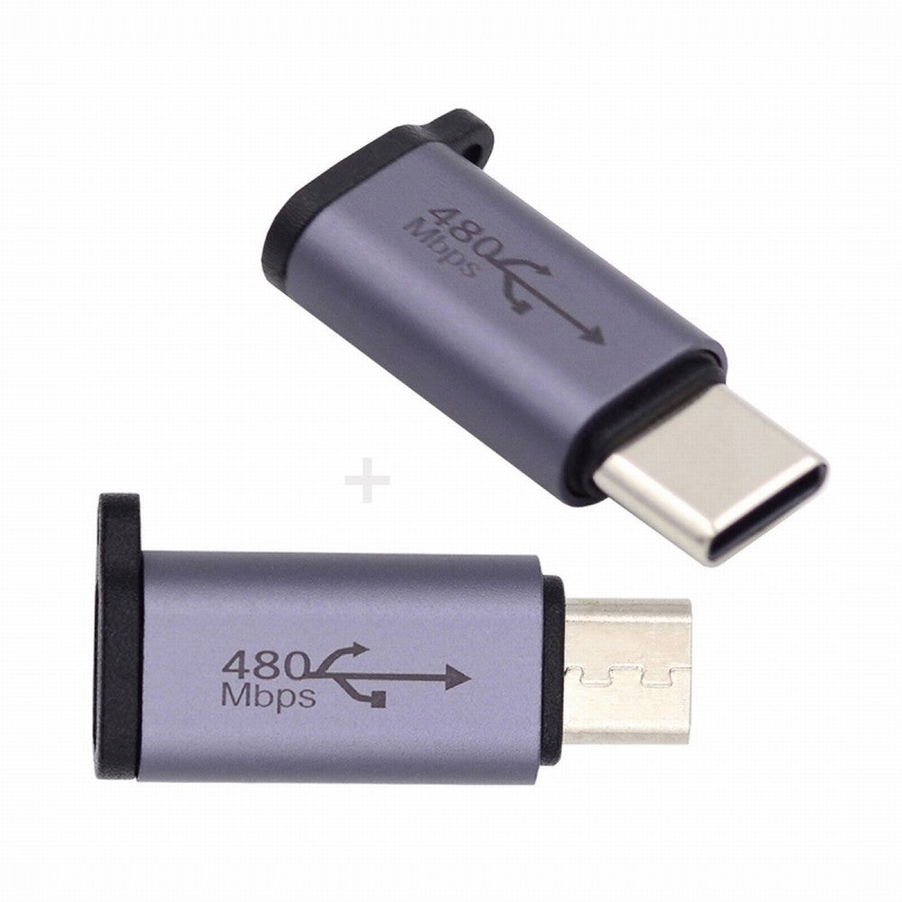 2pcs/lot USB2.0 8P Female to Micro USB Type-C USB-C Male Power Adapter 480Mbps Data with Chain Holes UC-091-LF