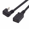 5Pin Micro USB 2.0 Male to Female Power Data Extension Cable Opposite U Shape Back Angled Type for Phone Laptop U2-096-OS