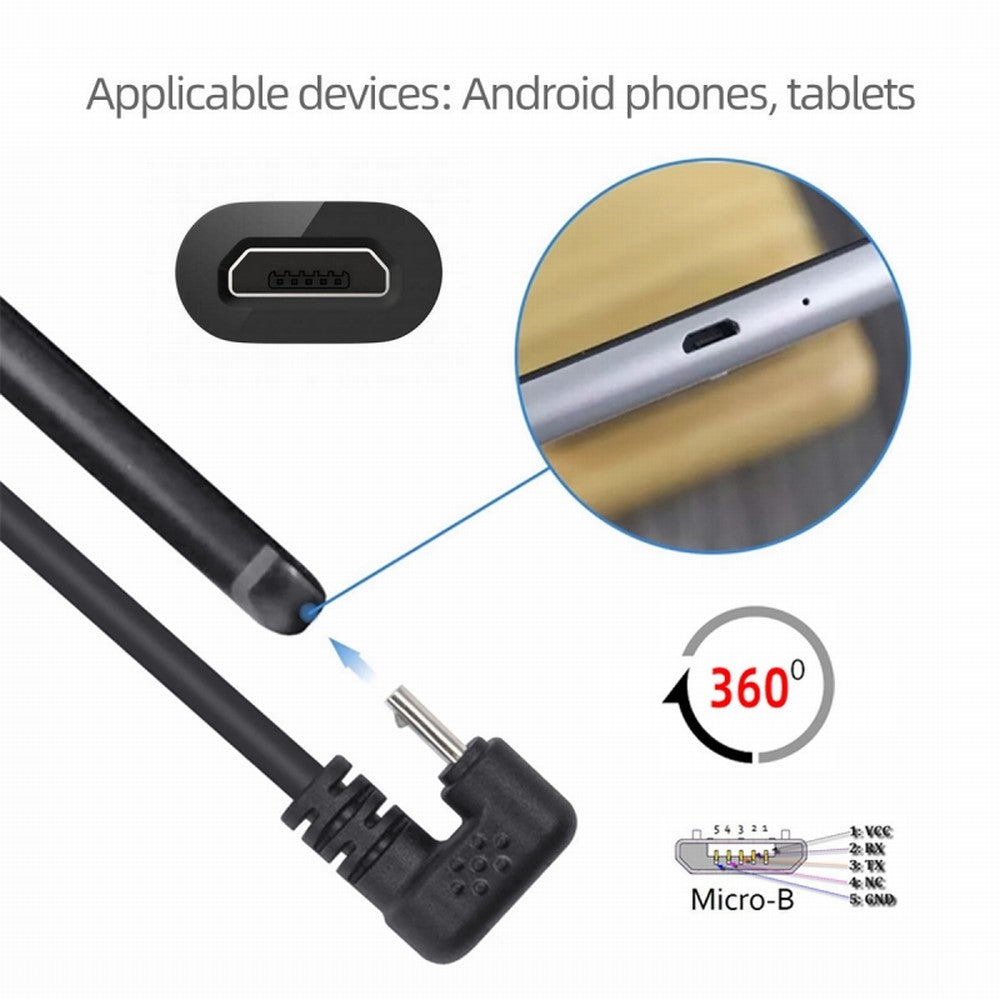 5Pin Micro USB 2.0 Male to Female Power Data Extension Cable Opposite U Shape Back Angled Type for Phone Laptop U2-096-OS