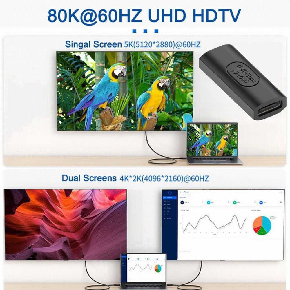 USB4 Type C Female to Female Extension 240W Power 40Gbps Data 8K Video Extender Adapter for NS Phone Laptop UC-103-FF