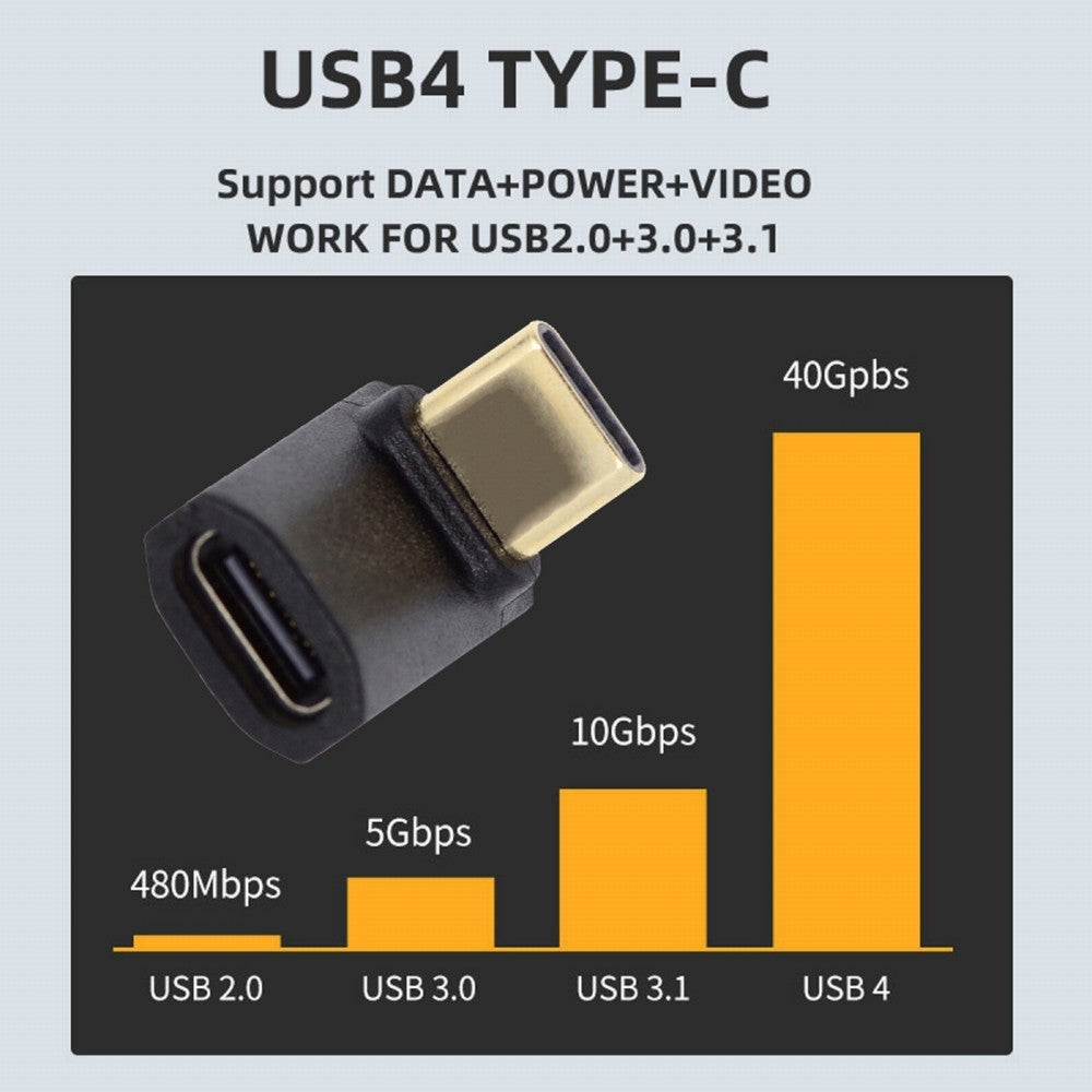 USB4 Type C Male to Female Extension 240W Power 40Gbps Data 8K Video Adapter Up Down Angled for NS Phone Laptop UC-103-UP