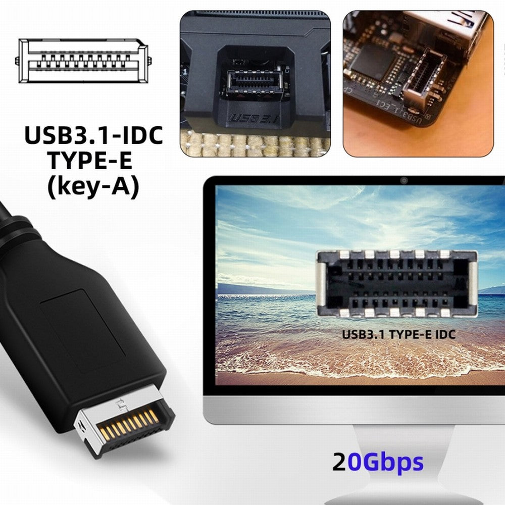 USB 3.2 Gen2 Type-E 20Gbps Front Panel Socket to PCI-E 4X Express Card Adapter for Desktop Motherboard UC-104-EF