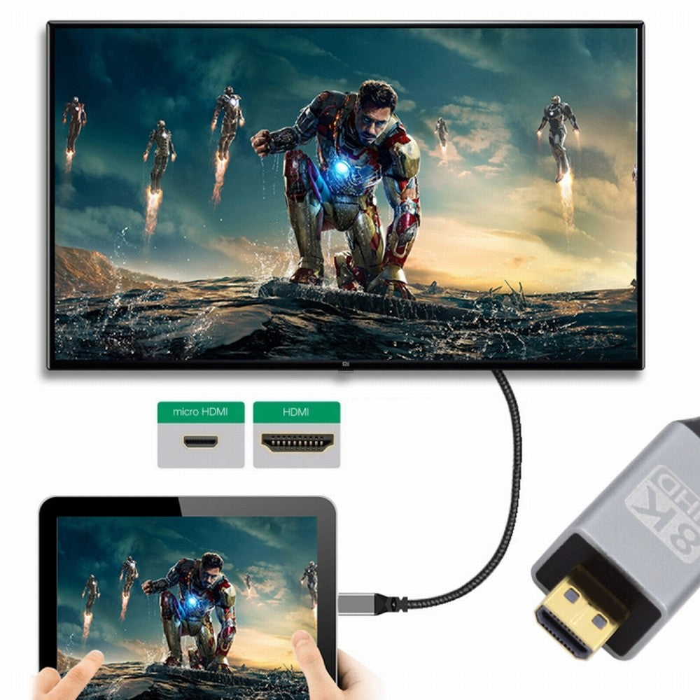 Micro HDMI 2.1 Ultra Thin HDTV Cable 8K 4K Hyper Super Flexible Slim Cord Type-A to Type-D for Camera HDTV CC-HD-032