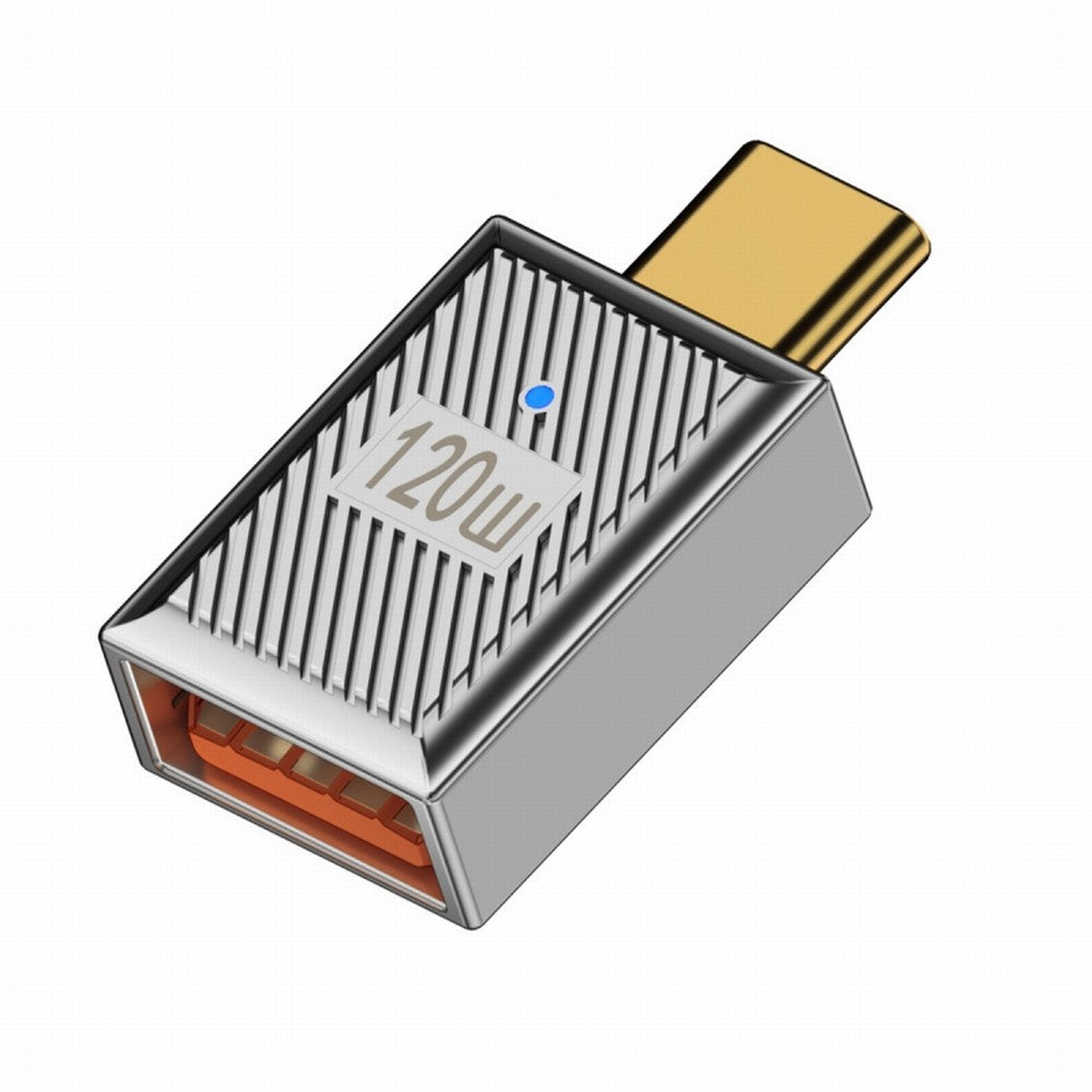 USB-C USB 3.1 Type C Male to USB 3.0 A Female 10Gbps OTG Data 120W Power Adapter Alloy Shell Mecha Cyberpunk Style UC-017-SL