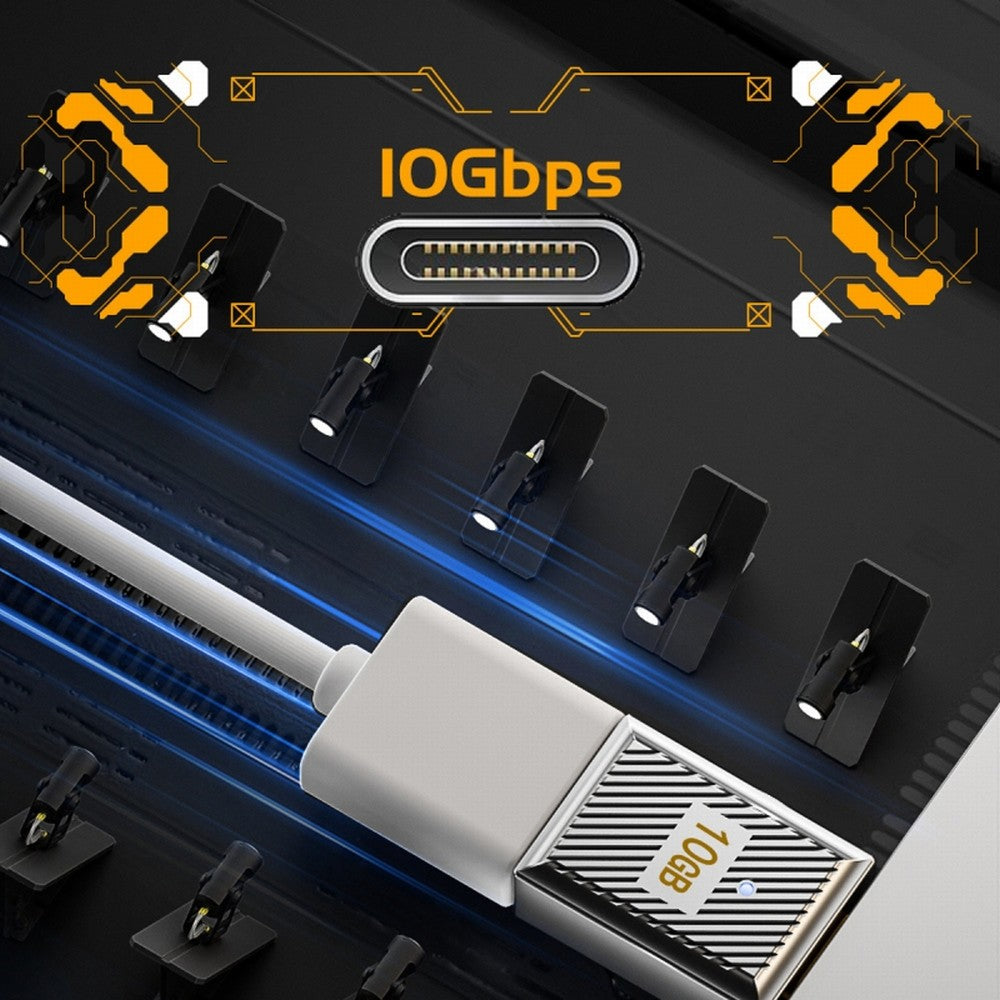 USB-C USB 3.1 Type C Male to USB 3.0 A Female 10Gbps OTG Data 120W Power Adapter Alloy Shell Mecha Cyberpunk Style UC-017-SL