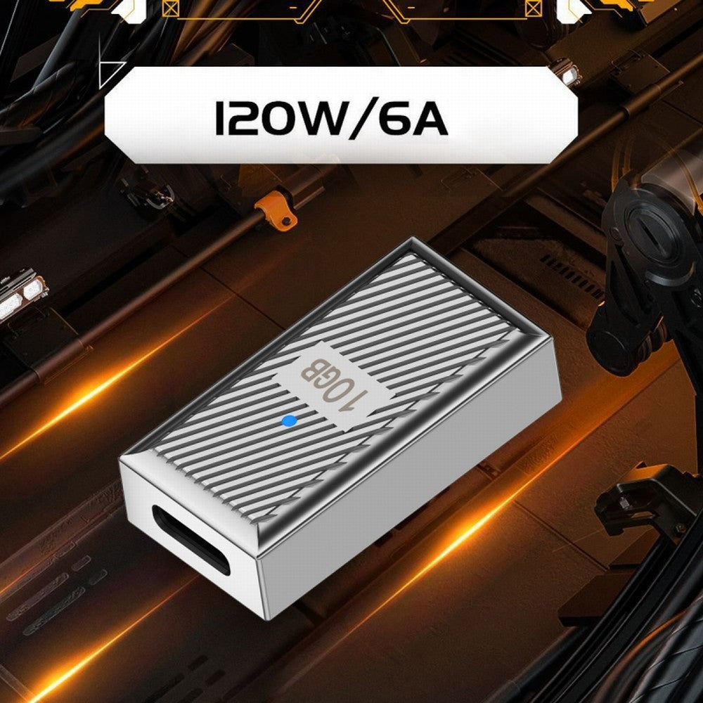 USB-C USB 3.1 Type C Female to USB 3.0 A Female 10Gbps OTG Data 120W Power Adapter Alloy Shell Mecha Cyberpunk Style UC-017-FE