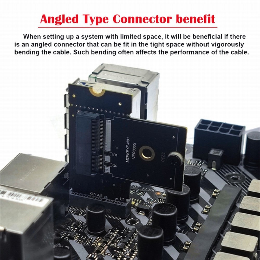 NGFF Key A+E PCI Express Male to Female Right Angled 90 Degree Low Profile Adapter Extension Card Riser SA-062