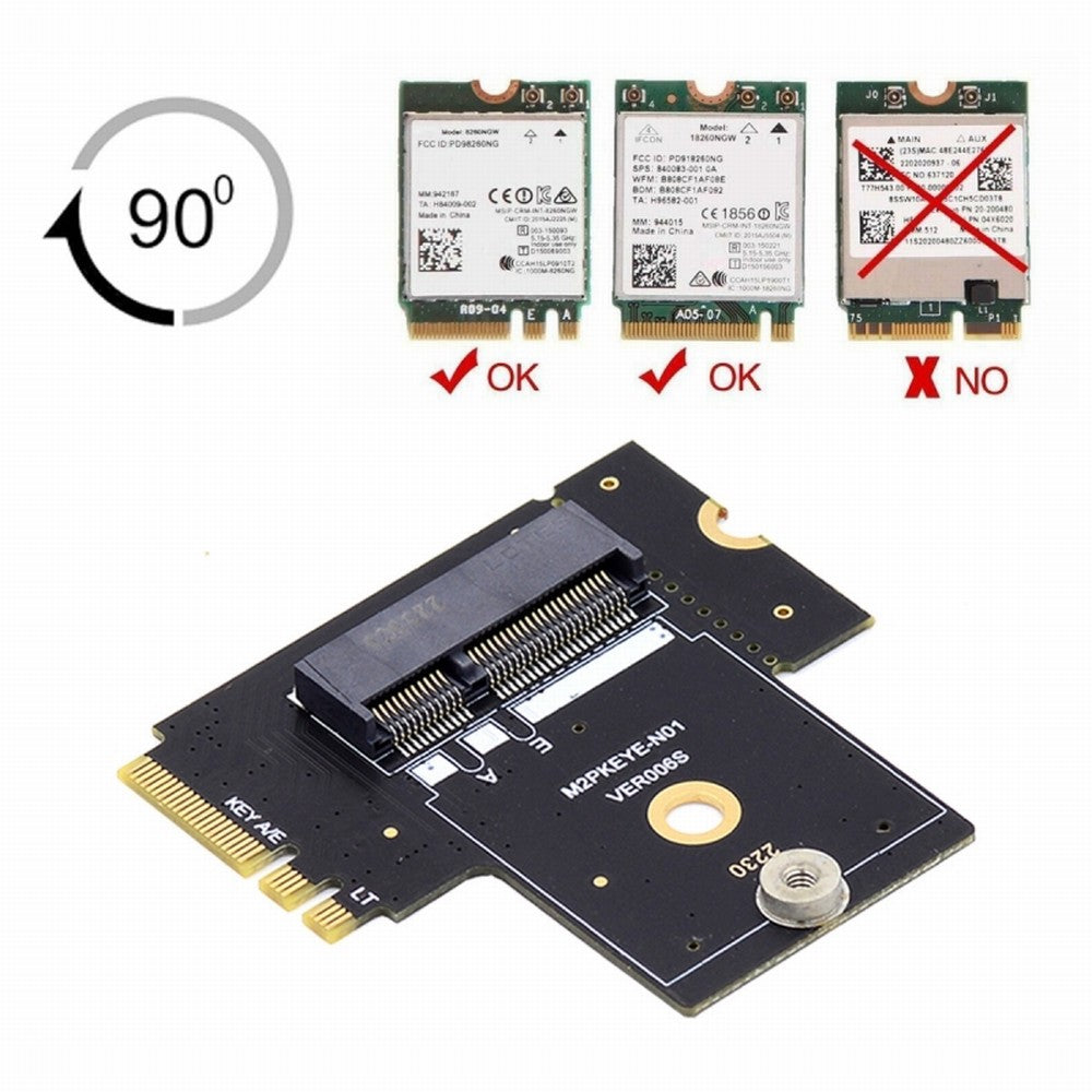 NGFF Key A+E PCI Express Male to Female Right Angled 90 Degree Low Profile Adapter Extension Card Riser SA-062