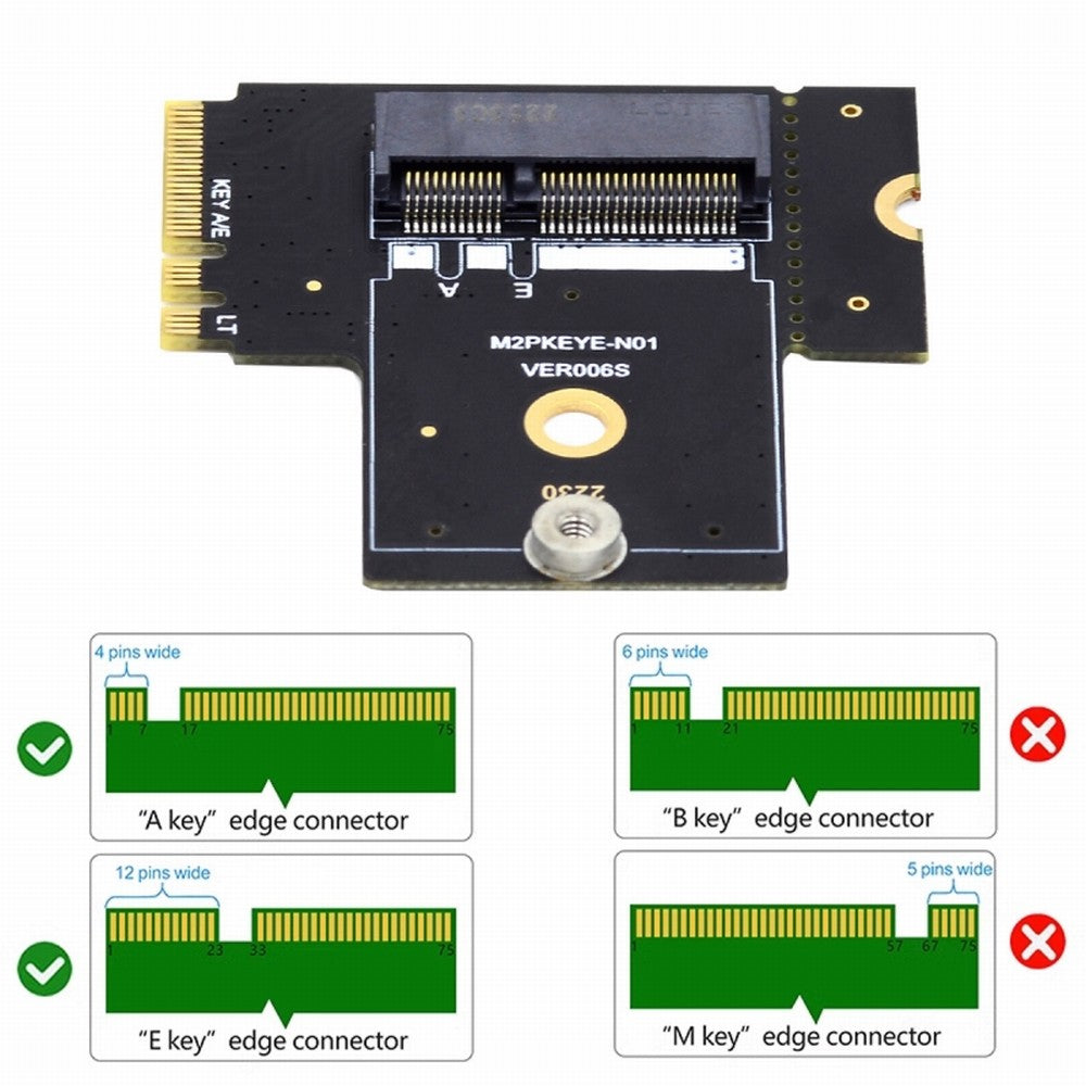NGFF Key A+E PCI Express Male to Female Right Angled 90 Degree Low Profile Adapter Extension Card Riser SA-062