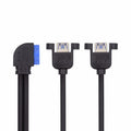 Left Angled 19/20Pin Header to USB 3.0 Dual Ports Female Screw Mount Type Cable 90 Degree 5Gbps U3-088-LE