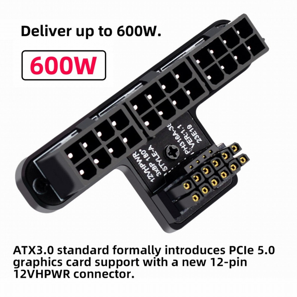 12VHPWR ATX3.0 PCI-E 5.0 Power Modular to Three ATX 8P Adapter for 4080 5090TI 16Pin 12+4P Graphics Card Down Angled 90 Degree PW-048-DN