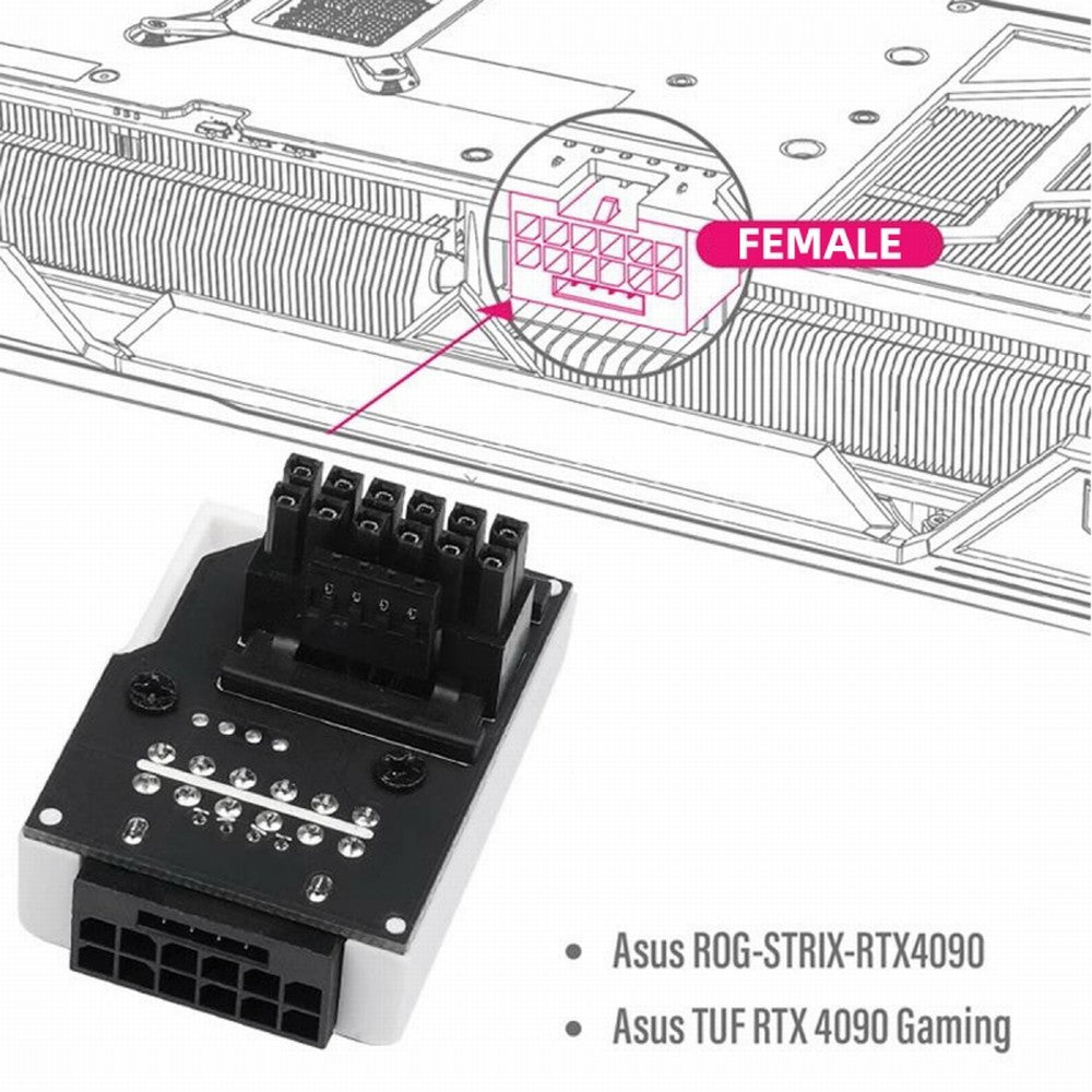 12VHPWR ATX3.0 PCI-E 5.0 Power Modular Male to Female Adapter Extension Down Angled 90 Degree for 3080 3090TI PSU 16Pin 12+4P Graphics Card PW-047-DN