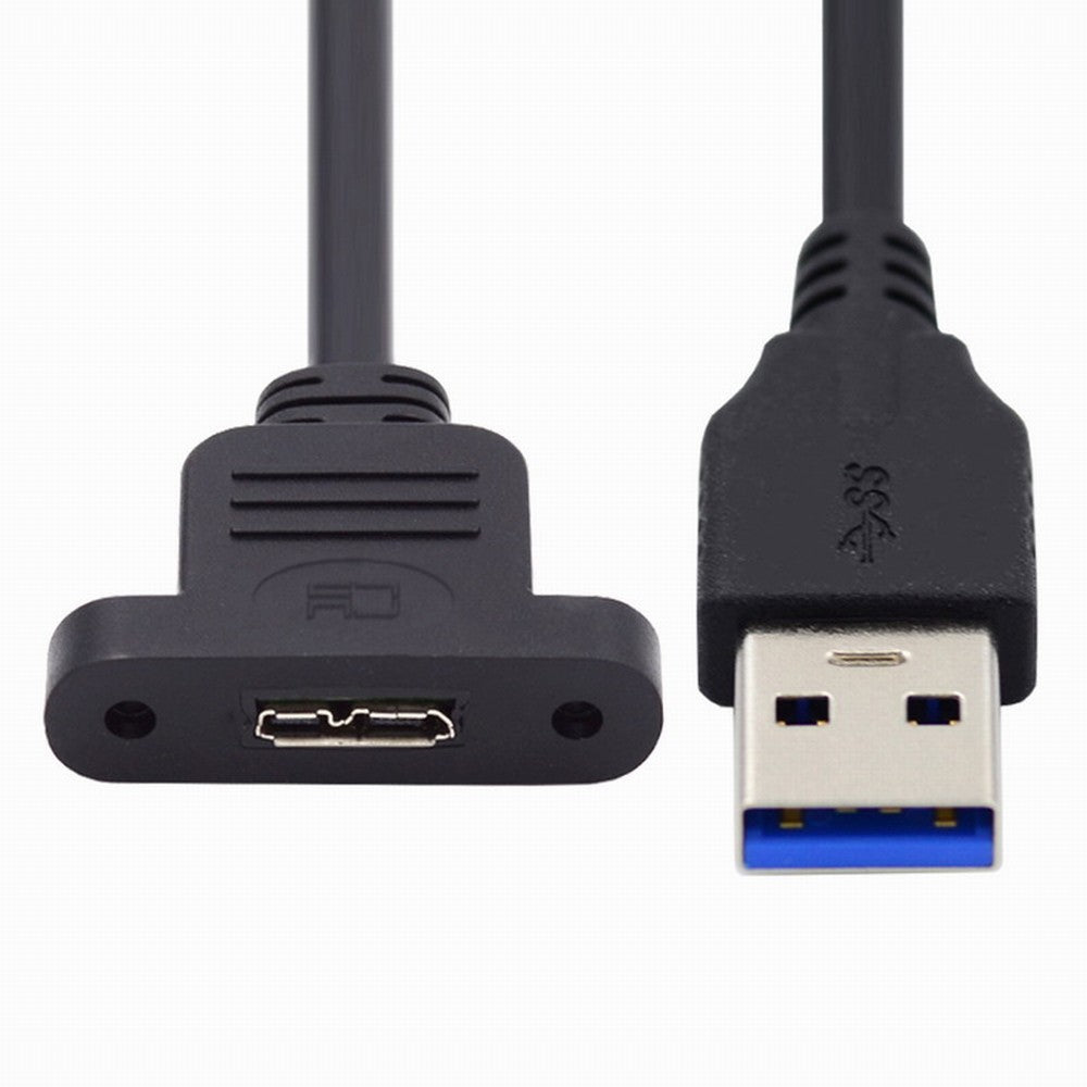 Type-A USB 3.0 Male to Micro 3.0 Type-B Female Screw Mount Type Extension Cable 5Gbps U3-083-AM