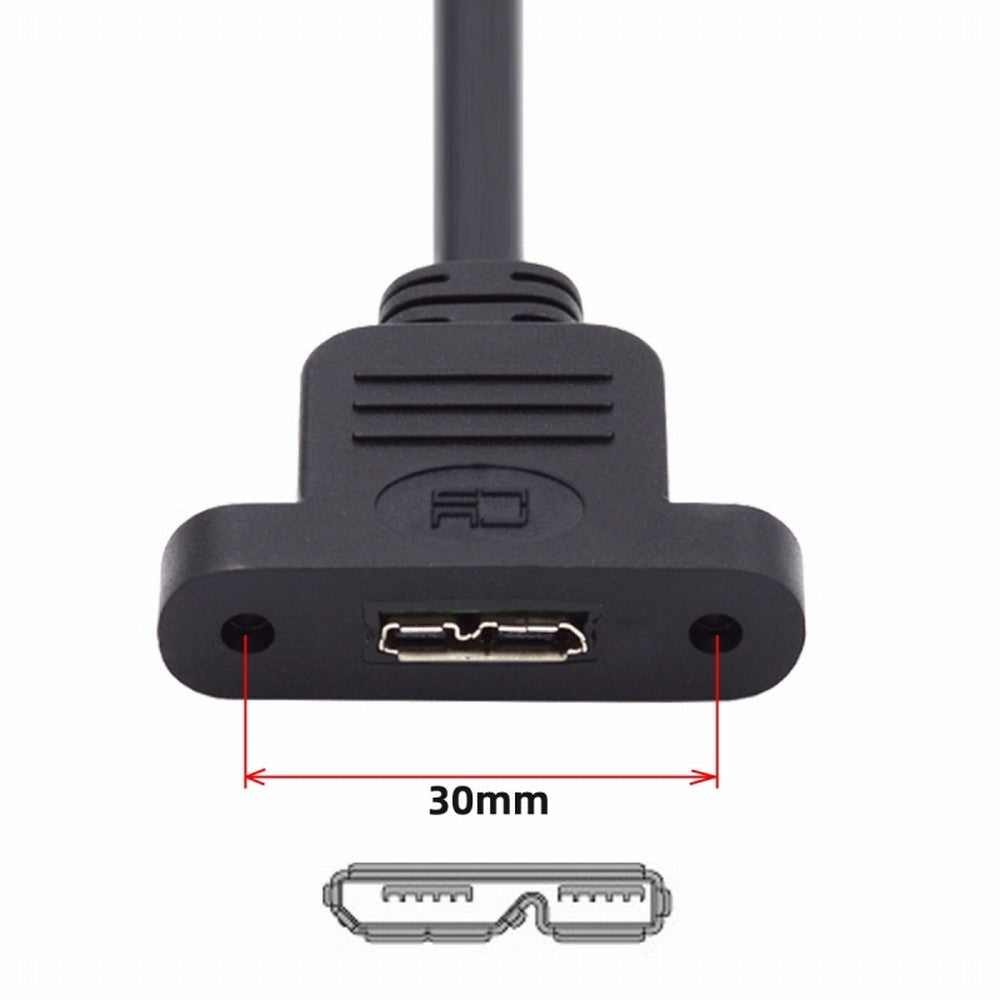 Mini USB 2.0 5Pin Male to Micro 3.0 Type-B Female Screw Mount Type Extension Cable 480Mbps U3-012-MN